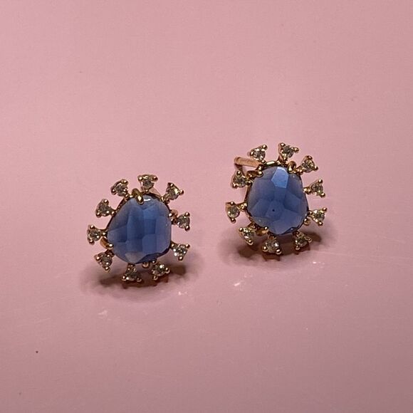 💛 Classic Gold Vermeil Sapphire Crystal Starburst Earrings - Picture 5 of 5